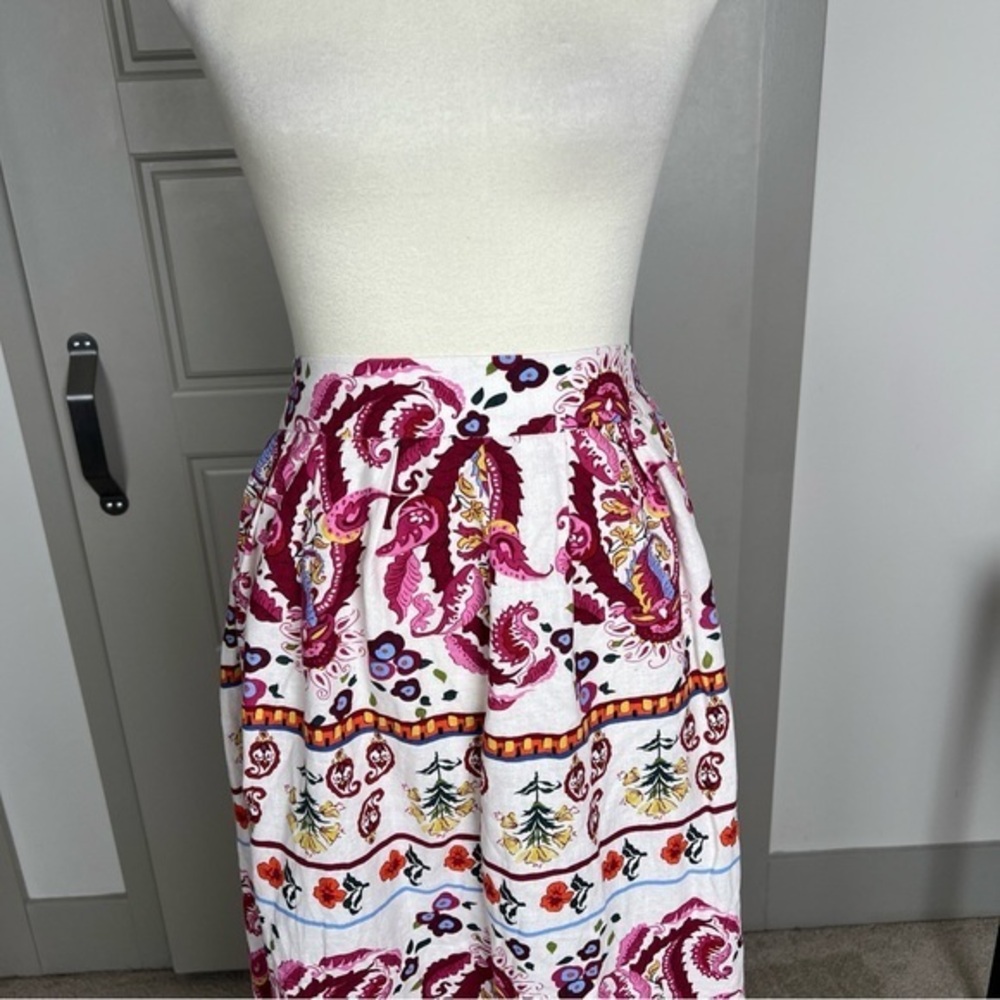 Caroline Constas Floral Paisley Linen Blend Midi Skirt Vacation Resortwear Sz M‎ - Picture 6 of 10